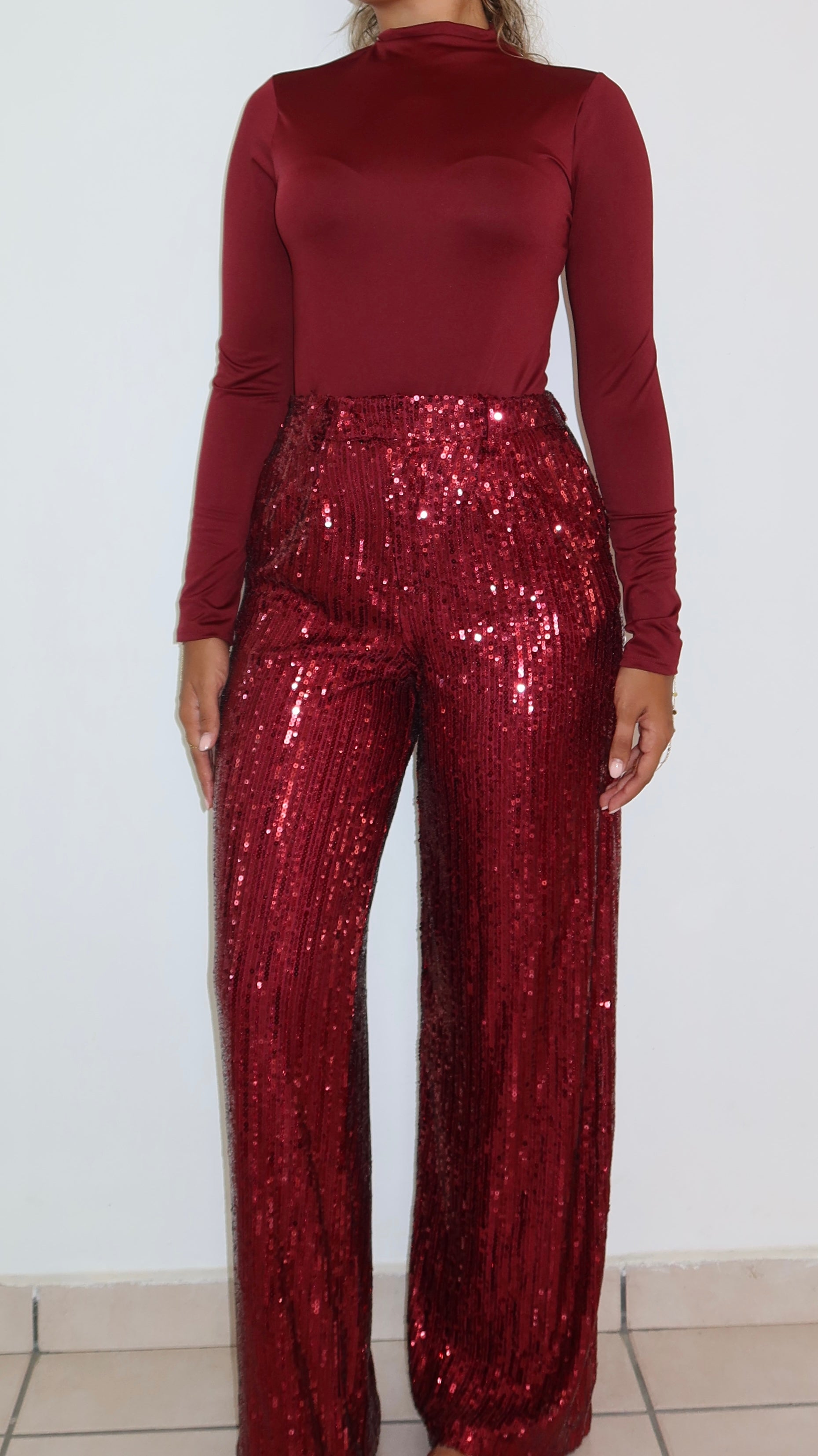 Glitter Burgandy Pants