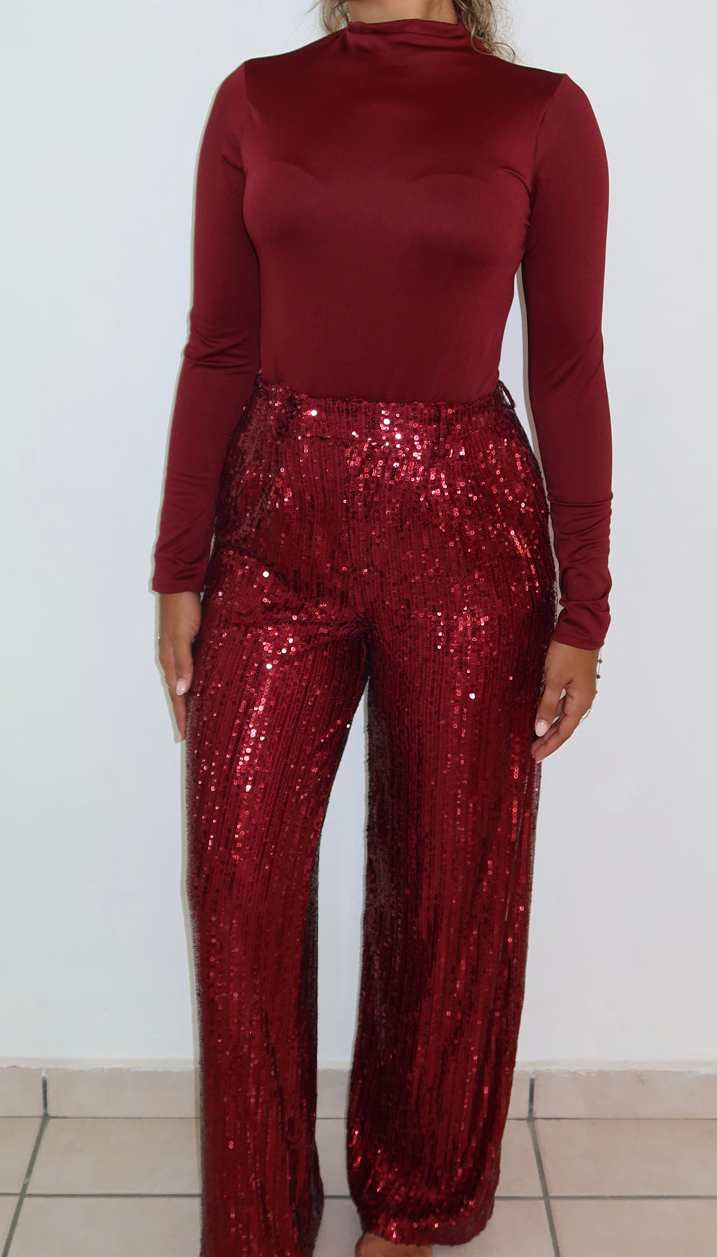 Burgandy Turtle Neck Body Suit